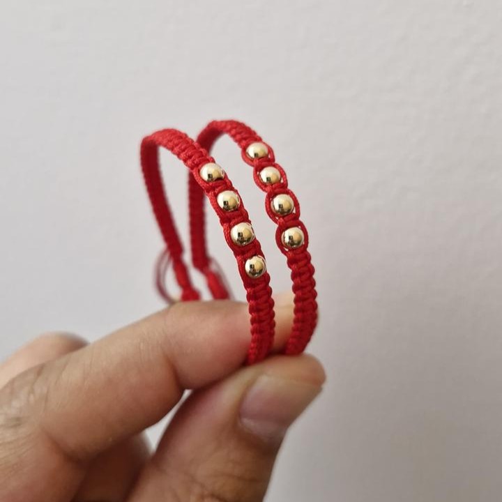 Manillas para parejas Total Love con balines en oro laminado 18K Imagen 2