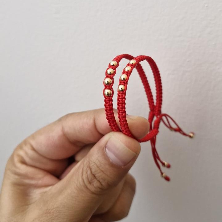 Manillas para parejas Total Love con balines en oro laminado 18K Imagen 3