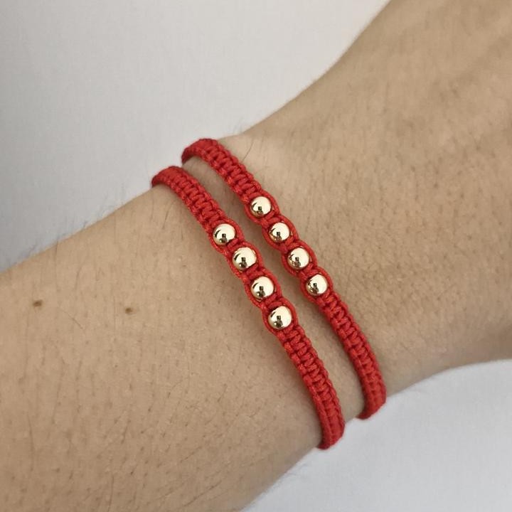 Manillas para parejas Total Love con balines en oro laminado 18K Imagen 12