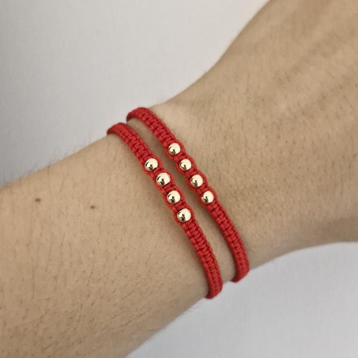 Manillas para parejas Total Love con balines en oro laminado 18K Imagen 14